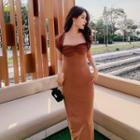 Sleeveless Midi Sheath Dress / Shawl