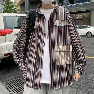 Long-sleeve Straight Striped Shirt