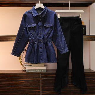 Button Denim Jacket / Boot-cut Jeans