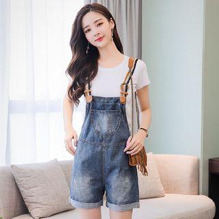 Denim Jumper Shorts/ Short-sleeve T-shirt/ Set