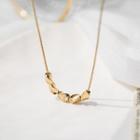 Stainless Steel Bead Pendant Necklace Necklace - Five Beads - Gold - One Size