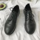 Faux Leather Lace Up Toe Cap Derby Shoes