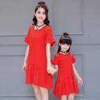 Family Short-sleeve Cutout-back Dress
