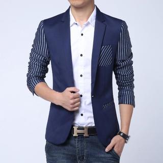 Pinstriped Panel One-button Blazer