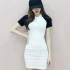 Two-tone Short-sleeve Mini T-shirt Dress