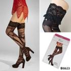 Lace Trim Patterned Fishnet Stockings 8623 - One Size
