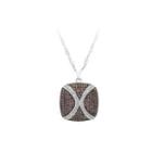 925 Sterling Silver Pendant With White And Brown Cubic Zircon And Necklace