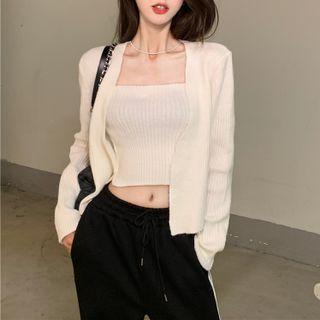 Knit Cropped Tube Top / Cardigan