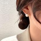 Faux Pearl Ear Stud 1 Pair - 925 Silver Needle - White - One Size