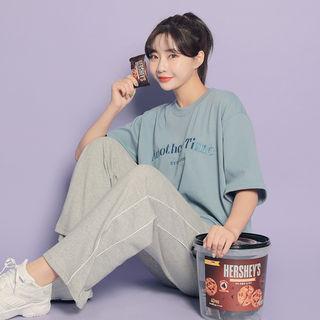 Letter Embroidery Cotton T-shirt