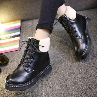 Fleece-trim Platform Short Boots