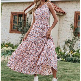 Sleeveless Crew-neck Floral Print Midi A-line Dress
