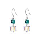 925 Sterling Silver Fashion Individual Square Earrings With Austrian Element Crystal Silver - One Size