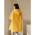 Plus Size Boxy Thick Hooded Pullover In Yellow
