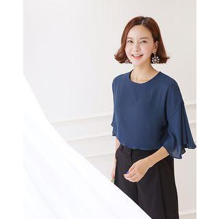 Drop-shoulder Flare-sleeve Top