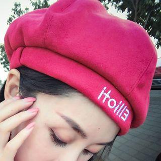 Lettering Faux Suede Beret