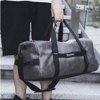 Lettering Faux Leather Carryall Bag