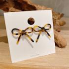 Bow Stud Earring 1 Pair - Brown & Yellow - One Size