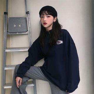 Half-zip Mock-neck Sweatshirt Dark Blue - One Size