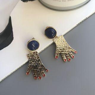 Marble Stud Hand Drop Earring