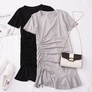 Short-sleeve Drawstring Mini T-shirt Dress