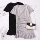Short-sleeve Drawstring Mini T-shirt Dress