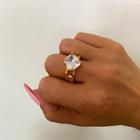 Bold Rhinestone Chain Open Ring Gold - One Size