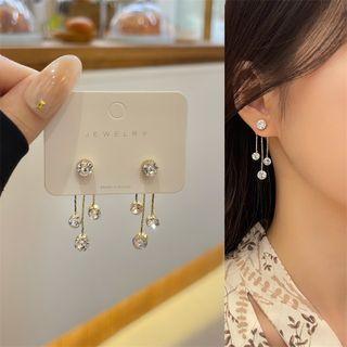Rhinestone Drop Earring 1 Pair - Stud Earrings - Gold - One Size