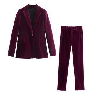 Velvet Blazer / Straight Leg Pants / Set