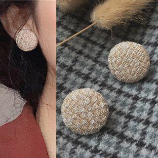 Knit Disc Stud Earring / Clip-on Earring