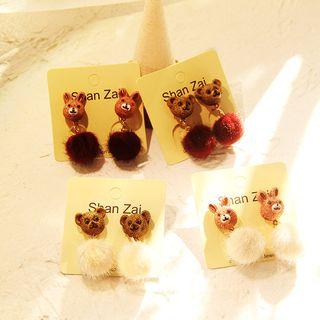 Animal Pom Pom Drop Earring
