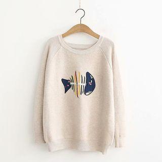Fish Embroidery Sweater