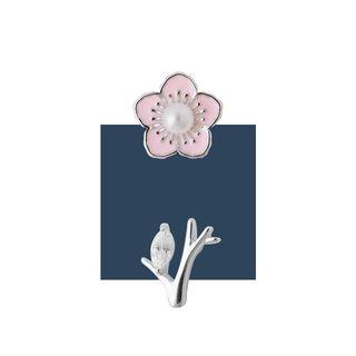 Non-matching 925 Sterling Silver Rhinestone Faux Pearl Flower & Branches Earring Stud Earring - 1 Pair - Pink & Silver - One Size