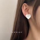 Heart Ear Stud 1 Pair - Silver Stud - White - One Size