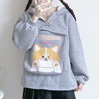 Dog Print Half-zip Hoodie