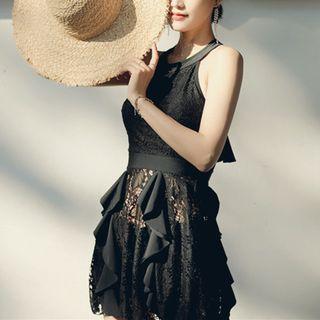 Set: Lace Swim Dress + Swim Bottom