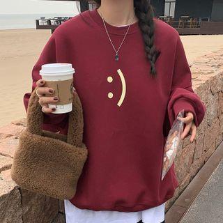 Smiley Face Sweatshirt Red - One Size