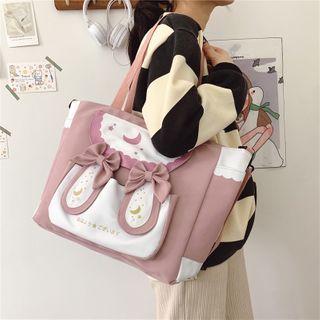Rabbit Bow Canvas Tote Bag