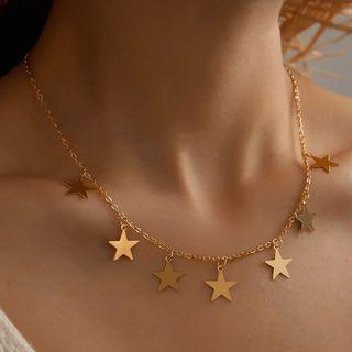 Alloy Star Necklace 15234 - Gold - One Size