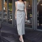 Set: Double-strap Camisole Top + Midi Straight Fit Skirt