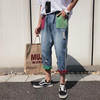 Contrast Pocket Straight-fit Jeans / Set