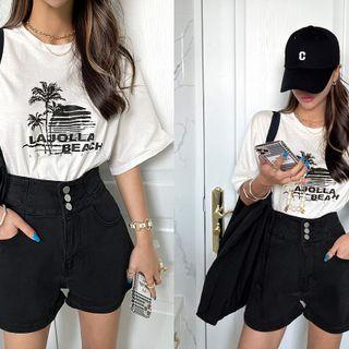 Beach Letter Print T-shirt