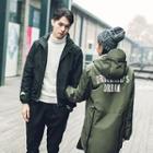 Couple Matching Lettering Dip-back Hooded Jacket