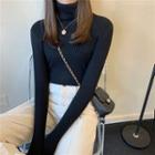 Thick High-neck Long-sleeve Knit Top