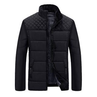 Fleece-lined Stand Collar Zip Jacket
