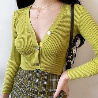 Deep V-neck Long-sleeve Cardigan
