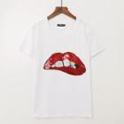 Lips Sequined Short Sleeve T-shirt