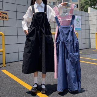 Long-sleeve T-shirt / Shirt / A-line Midi Pinafore Dress