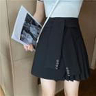 High-waist Tie Accent Pleated Skirt