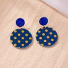 Dotted Disc Drop Earring E2340 - 1 Pair - Blue - One Size